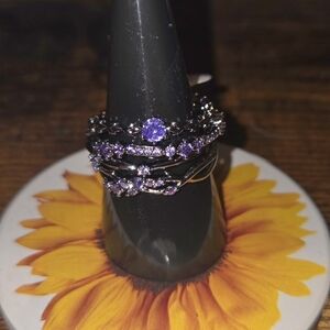 Lavish Purple Gemstone Ring Set